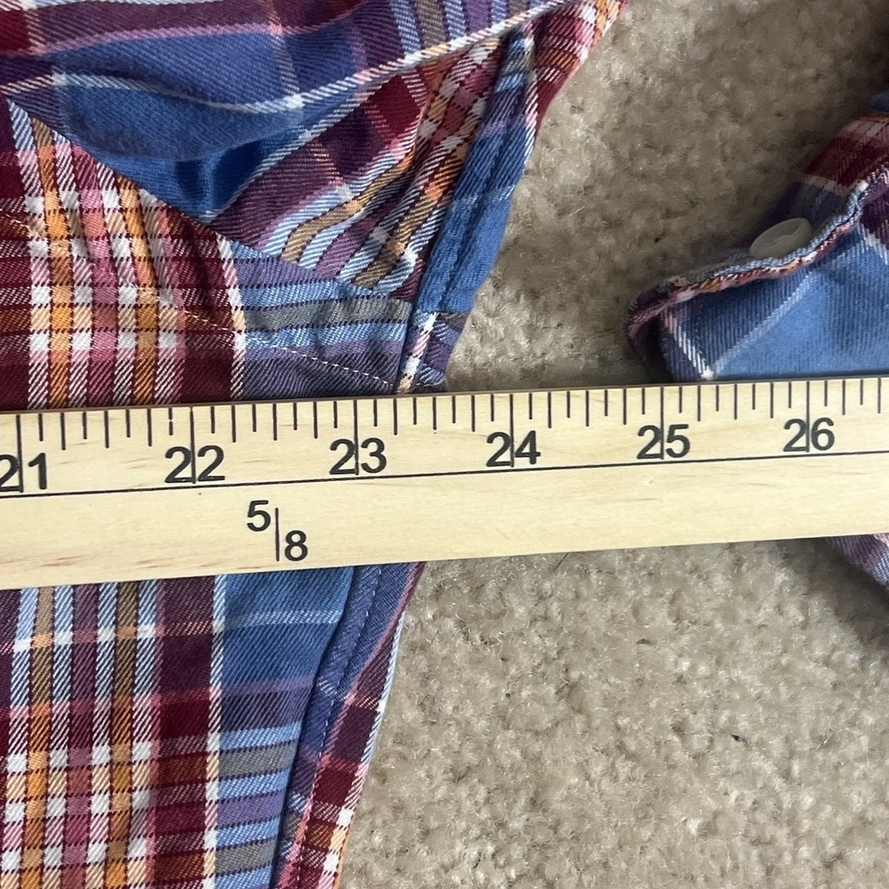 Polo Ralph Lauren Flannel Shirt Mens L Blue Plaid Custom Fit Performance Pony - Picture 7 of 8